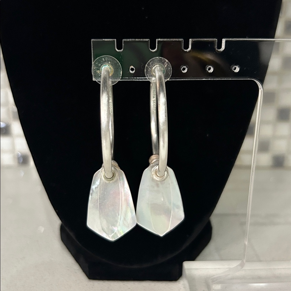 Kendra Scott Silver Hoop Earrings with Iridescent Charms